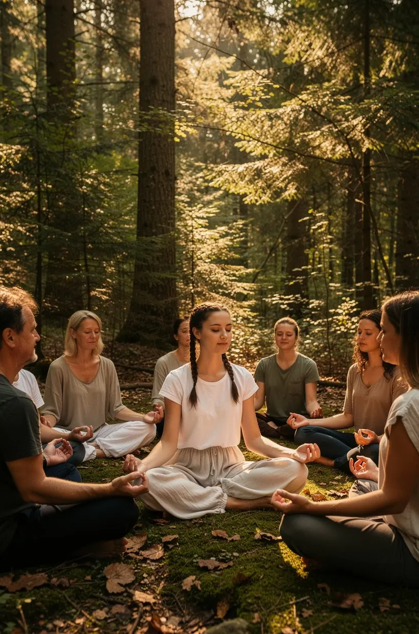 Beginner practicing yoga in a studio setting.