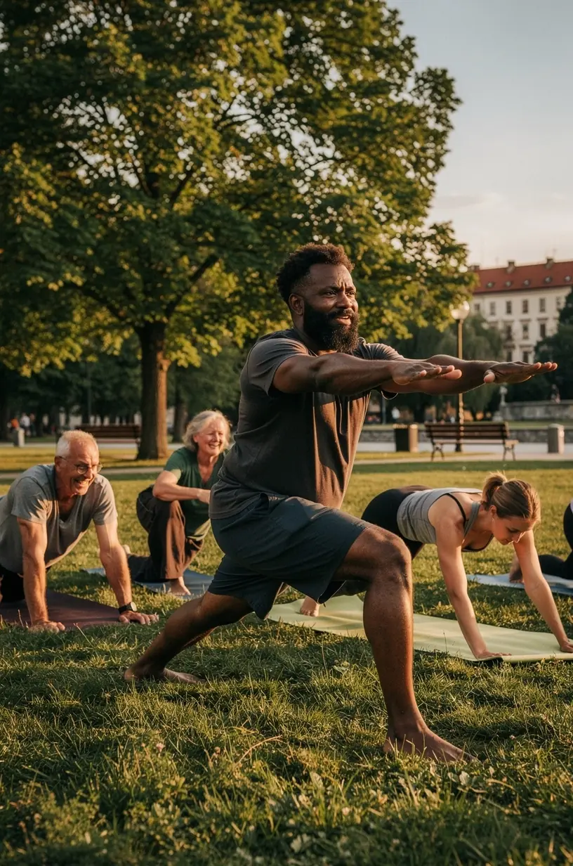 Variety of yoga class formats in studio setting